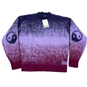 Madhappy Sweater Women Small Purple Fuzzy Knit Gradient Lama Blend  Hippie Peace
